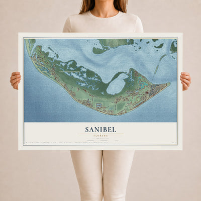 Sanibel, Florida map print, 24" x 36" Archival Matte Print mockup