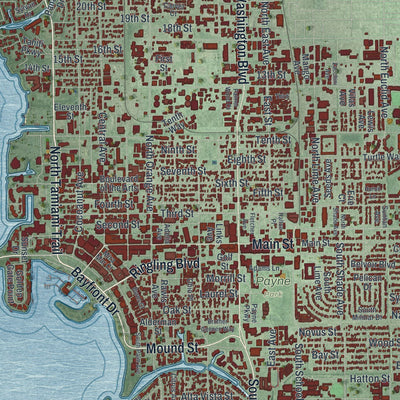 Close-up 1 of the Sarasota, Florida map artwork