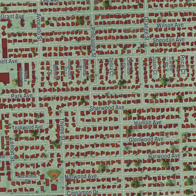 Close-up 2 of the Satellite Beach, Florida map artwork