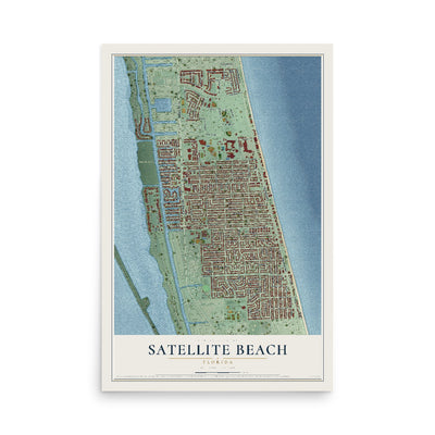 Satellite Beach, Florida map print, 12" x 18" Archival Matte Print mockup