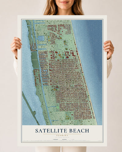 Satellite Beach, Florida map print, 24" x 36" Archival Matte Print mockup