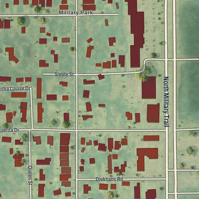 Close-up of the map of Schall Circle, Florida print showing street and building detail