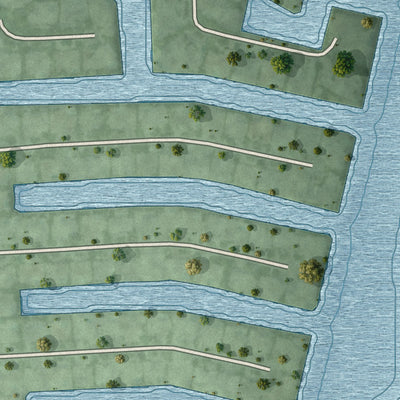 Close-up 2 of the Sea Ranch Lakes, Florida map artwork