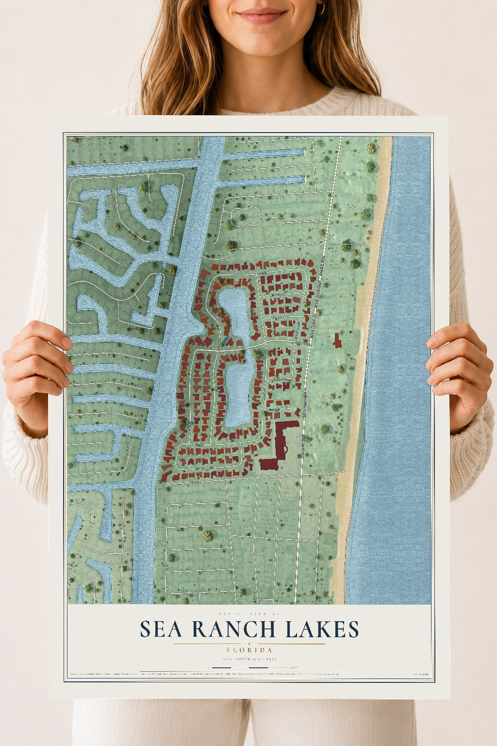 Sea Ranch Lakes, Florida map print, 18" x 24" Archival Matte Print mockup