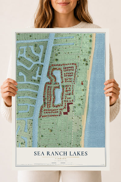 Sea Ranch Lakes, Florida map print, 18" x 24" Archival Matte Print mockup
