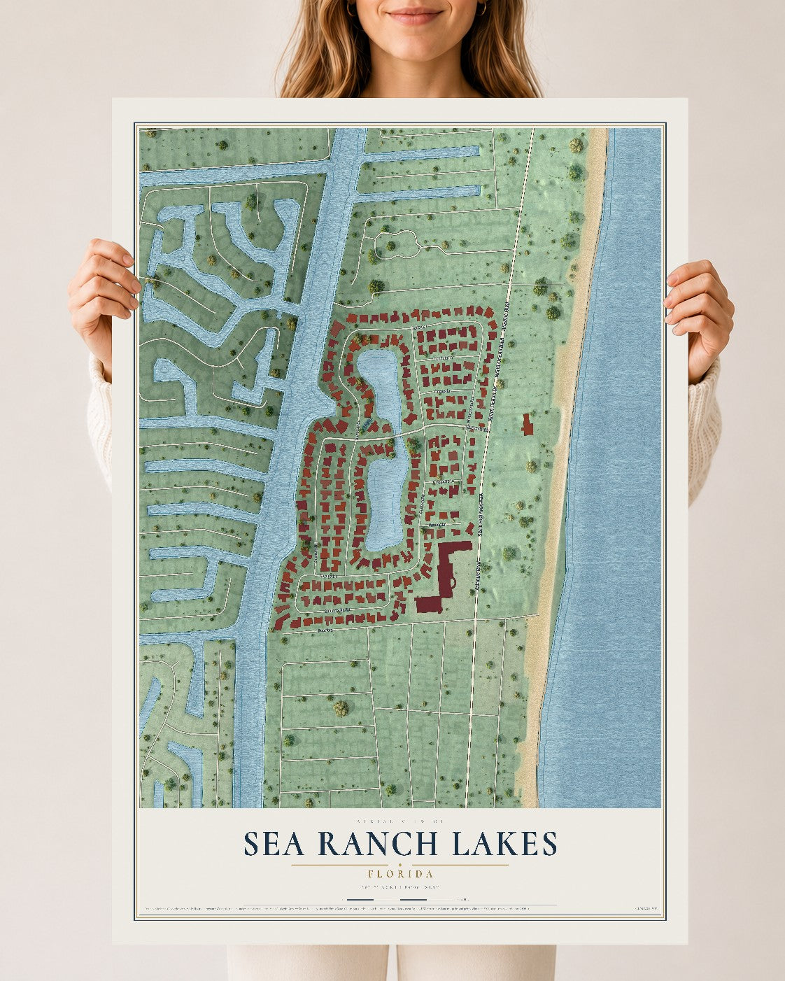 Sea Ranch Lakes, Florida map print, 24" x 36" Archival Matte Print mockup