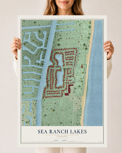 Sea Ranch Lakes, Florida map print, 24" x 36" Archival Matte Print mockup