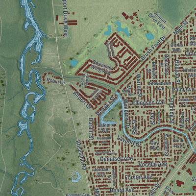 Close-up 2 of the Sebastian, Florida map artwork
