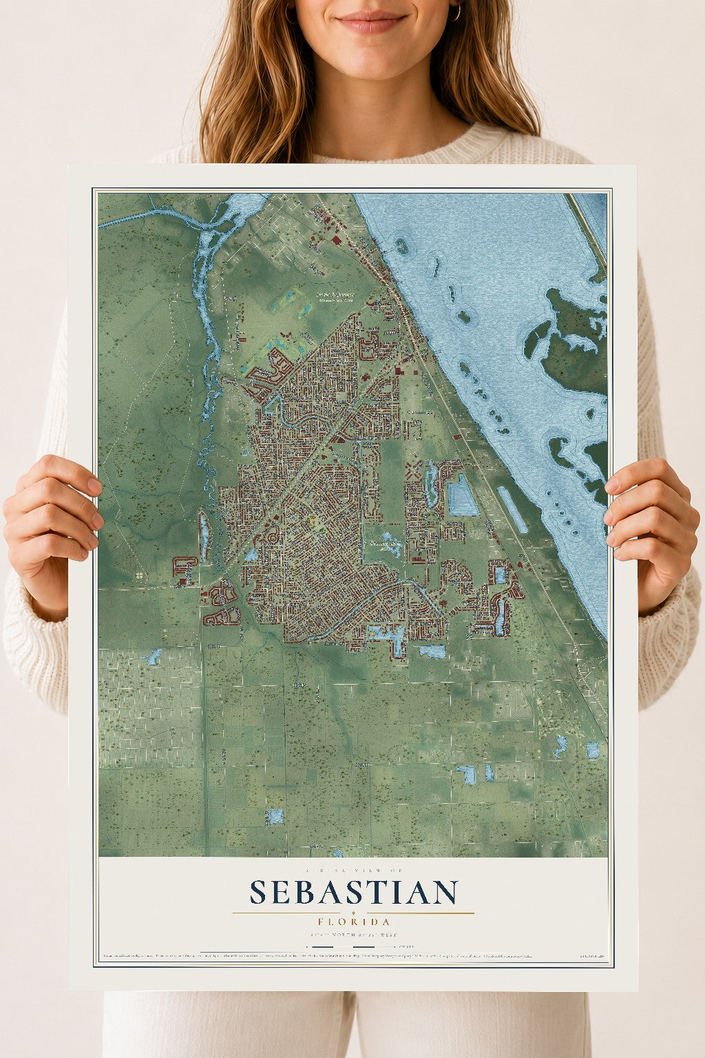Sebastian, Florida map print, 18" x 24" Archival Matte Print mockup