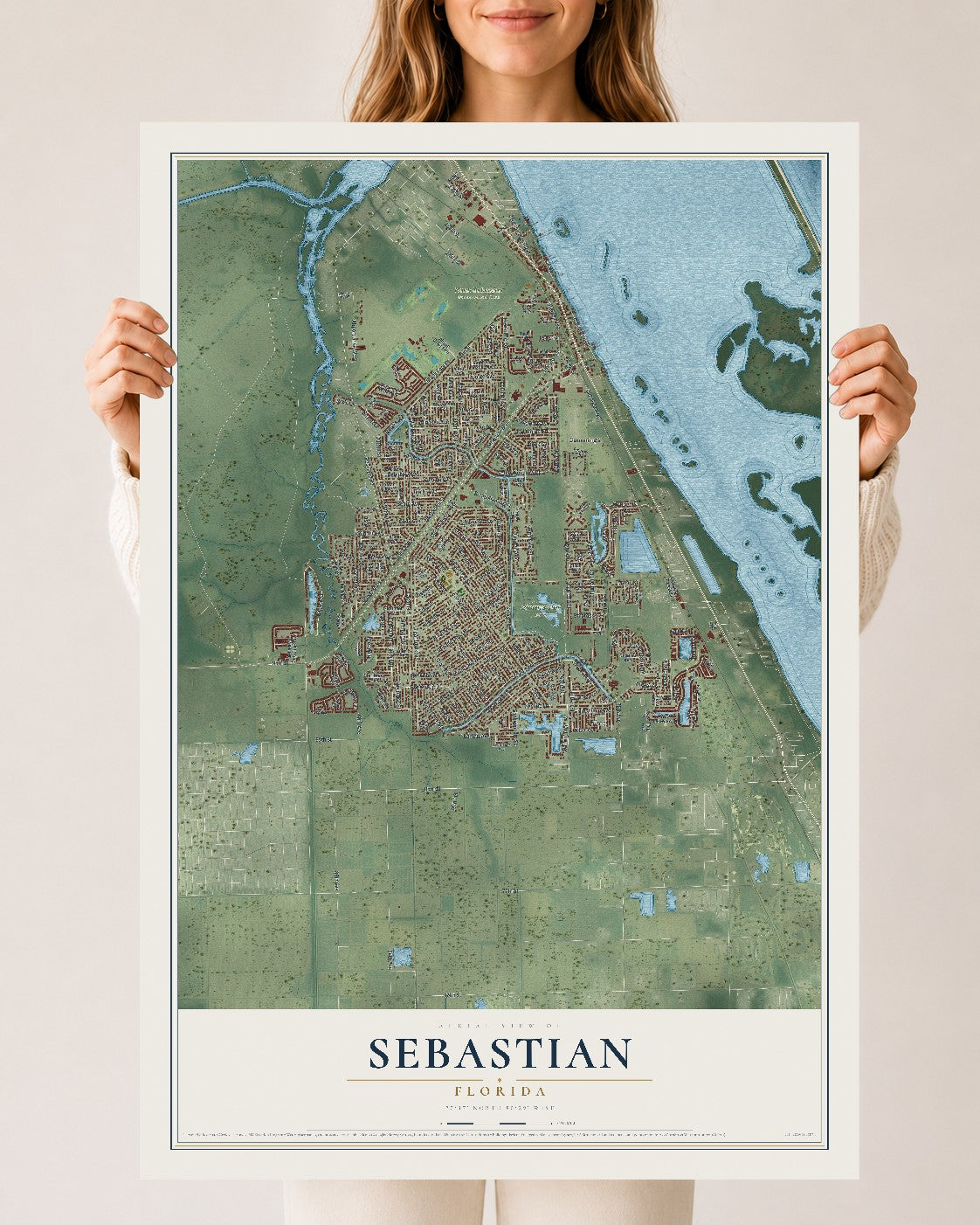 Sebastian, Florida map print, 24" x 36" Archival Matte Print mockup