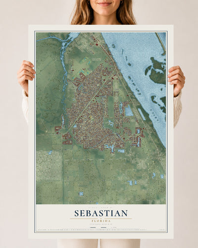 Sebastian, Florida map print, 24" x 36" Archival Matte Print mockup