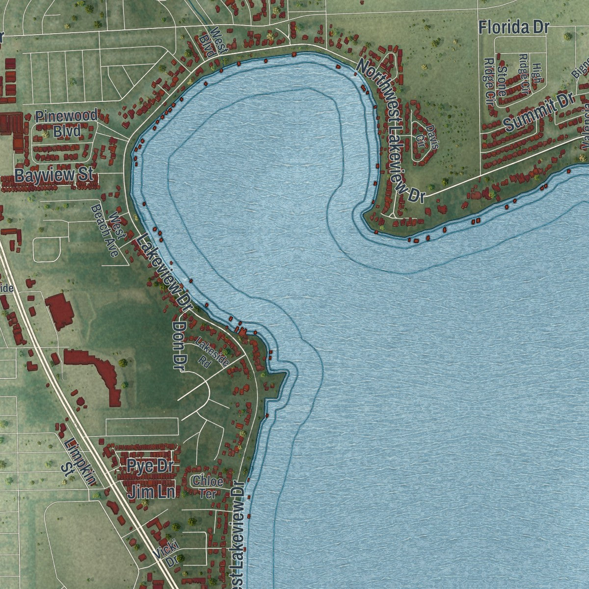 Close-up 2 of the Sebring, Florida map artwork