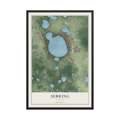 Sebring, Florida map print, 12" x 18" W/ Black Ayous Wood Frame mockup