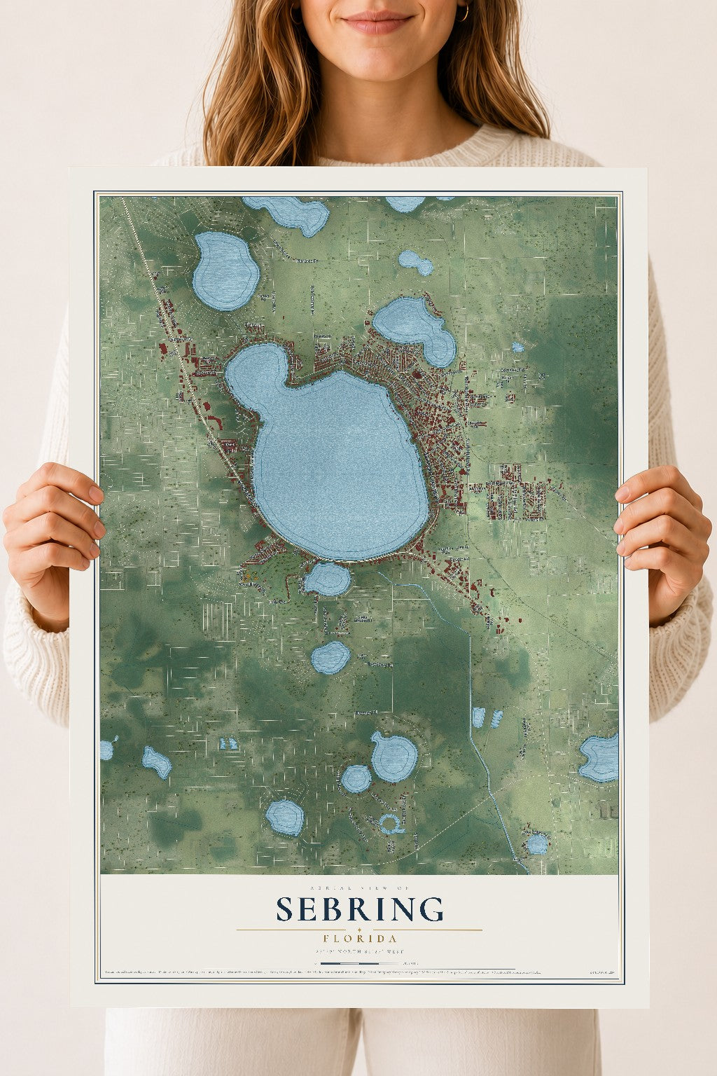 Sebring, Florida map print, 18" x 24" Archival Matte Print mockup