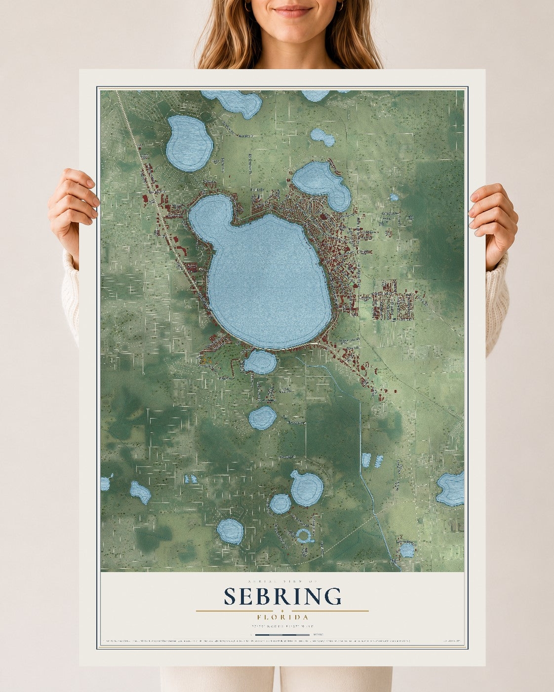 Sebring, Florida map print, 24" x 36" Archival Matte Print mockup