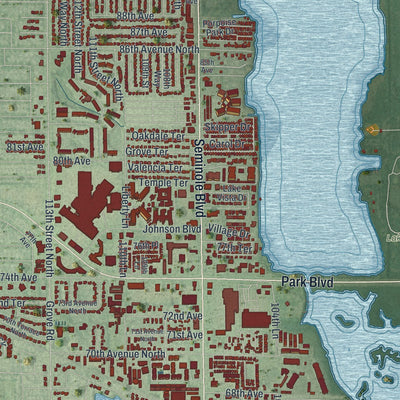 Close-up 1 of the Seminole, Florida map artwork
