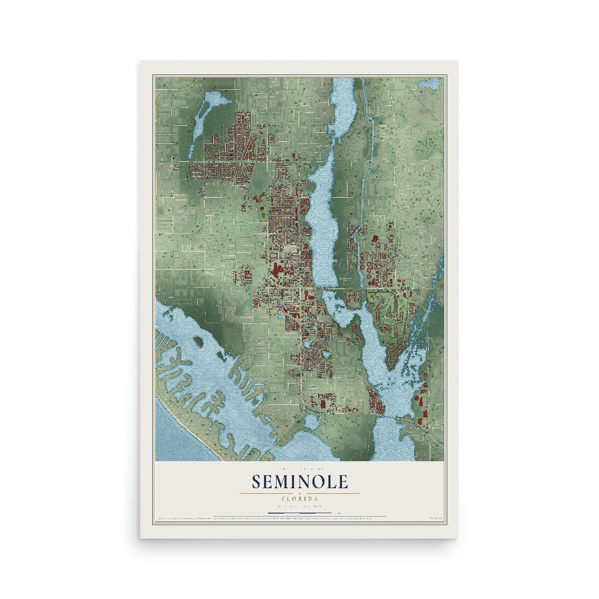 Seminole, Florida map print, 12" x 18" Archival Matte Print mockup