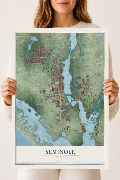 Seminole, Florida map print, 18" x 24" Archival Matte Print mockup