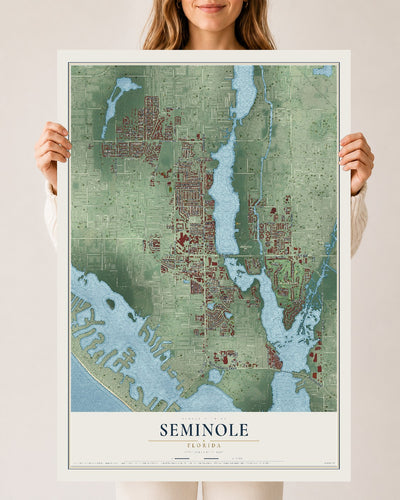 Seminole, Florida map print, 24" x 36" Archival Matte Print mockup