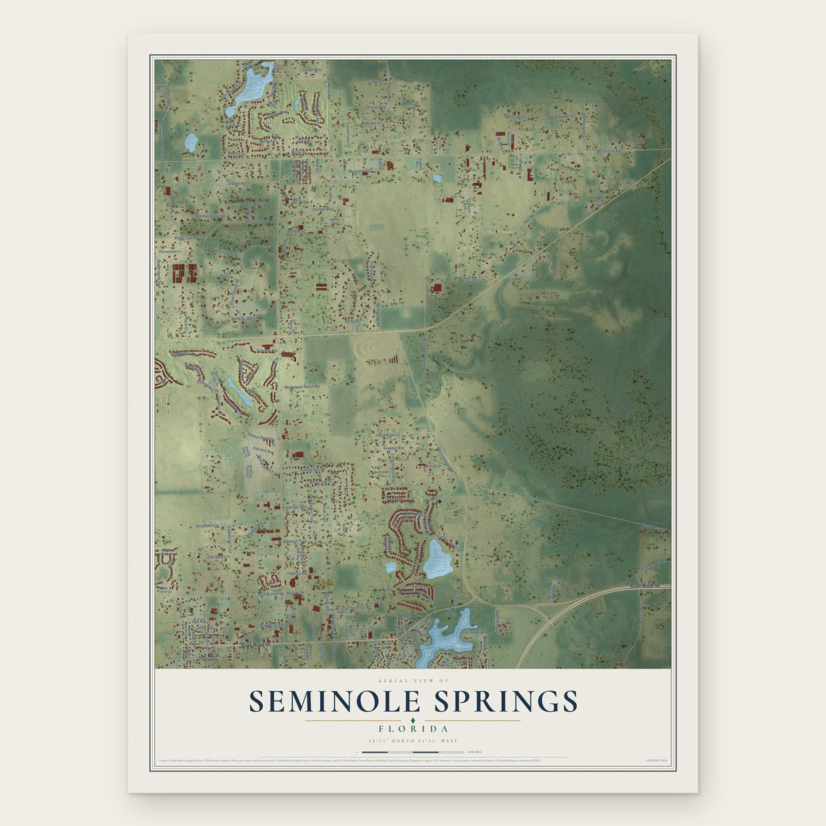 Seminole Springs, Florida map print, the full design