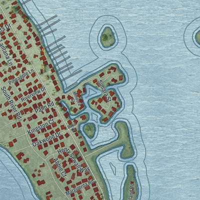 Close-up 1 of the Sewall's Point, Florida map artwork