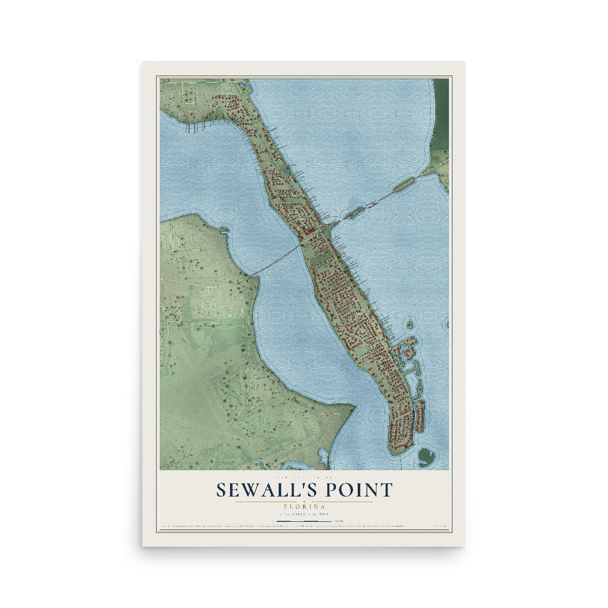 Sewall's Point, Florida map print, 12" x 18" Archival Matte Print mockup