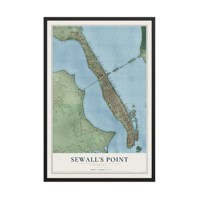 Sewall's Point, Florida map print, 12" x 18" W/ Black Ayous Wood Frame mockup