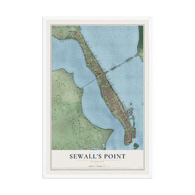 Sewall's Point, Florida map print, 12" x 18" W/ White Ayous Wood Frame mockup