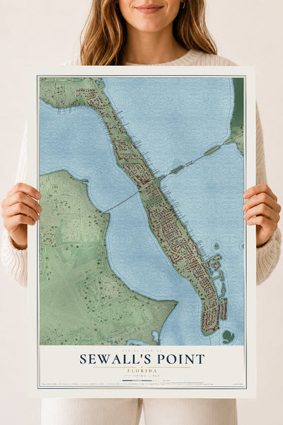 Sewall's Point, Florida map print, 18" x 24" Archival Matte Print mockup