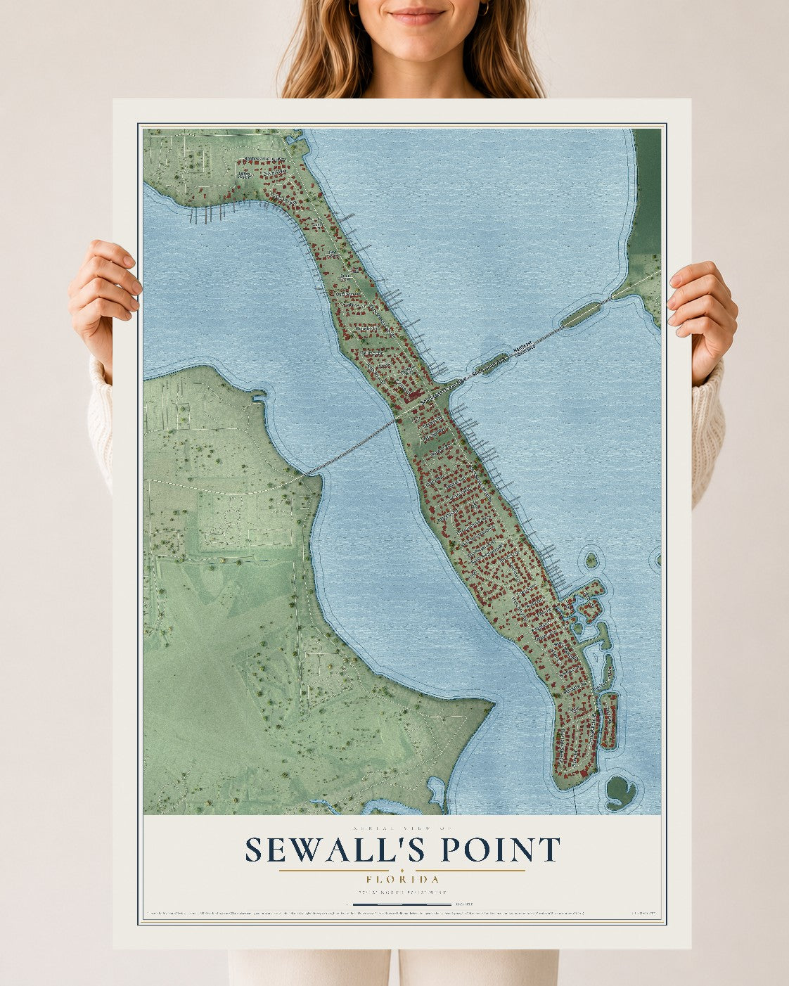Sewall's Point, Florida map print, 24" x 36" Archival Matte Print mockup
