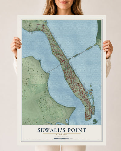 Sewall's Point, Florida map print, 24" x 36" Archival Matte Print mockup