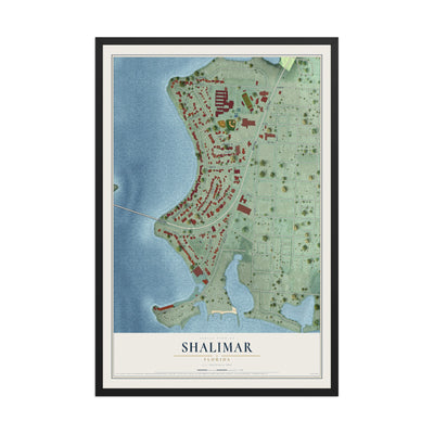 Shalimar, Florida map print, 12" x 18" W/ Black Ayous Wood Frame mockup