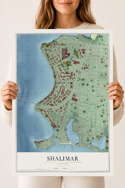 Shalimar, Florida map print, 18" x 24" Archival Matte Print mockup