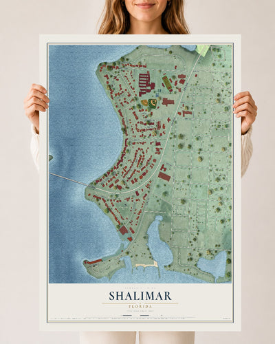 Shalimar, Florida map print, 24" x 36" Archival Matte Print mockup
