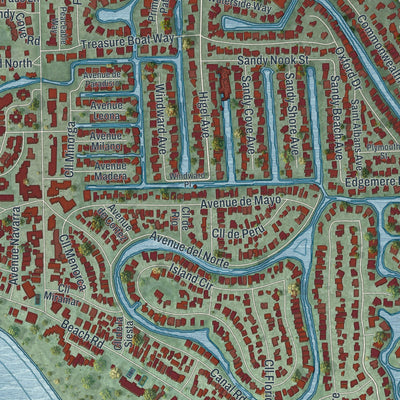 Close-up 1 of the Siesta Key, Florida map artwork