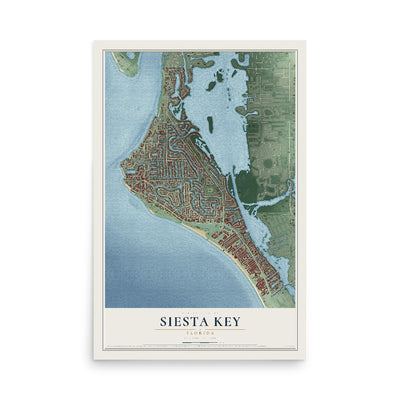 Siesta Key, Florida map print, 12" x 18" Archival Matte Print mockup