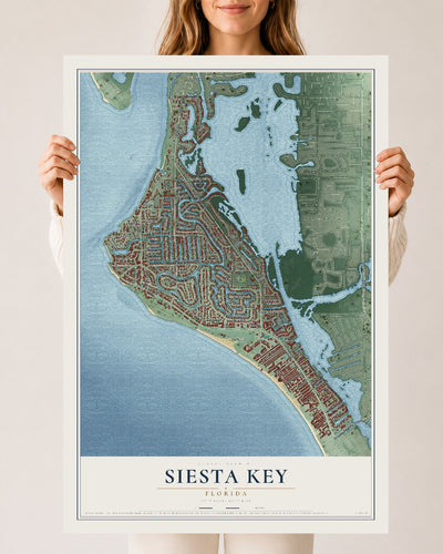 Siesta Key, Florida map print, 24" x 36" Archival Matte Print mockup