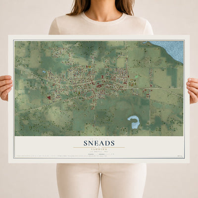Sneads, Florida map print, 18" x 24" Archival Matte Print mockup