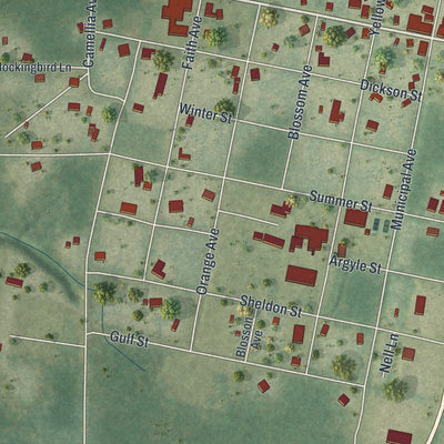 Close-up 1 of the Sopchoppy, Florida map artwork