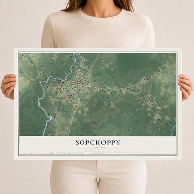 Sopchoppy, Florida map print, 12" x 18" Archival Matte Print mockup