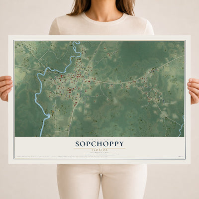 Sopchoppy, Florida map print, 18" x 24" Archival Matte Print mockup