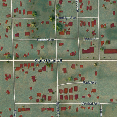 Close-up of the map of Sorrento, Florida print showing street and building detail