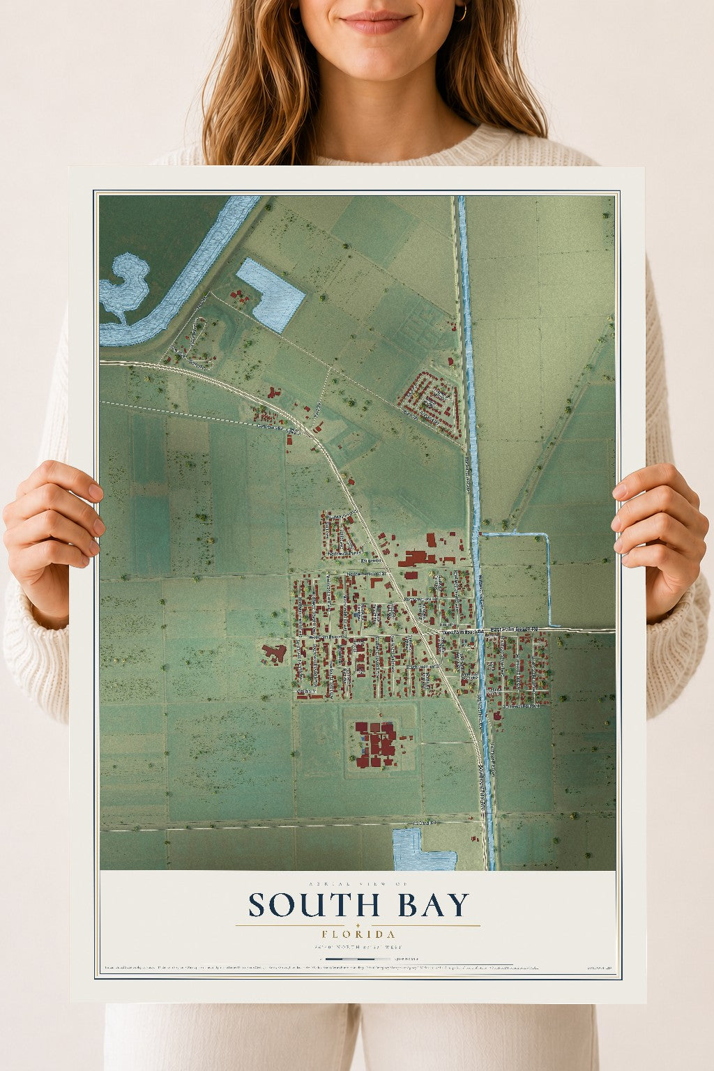 South Bay, Florida map print, 18" x 24" Archival Matte Print mockup