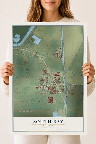 South Bay, Florida map print, 18" x 24" Archival Matte Print mockup