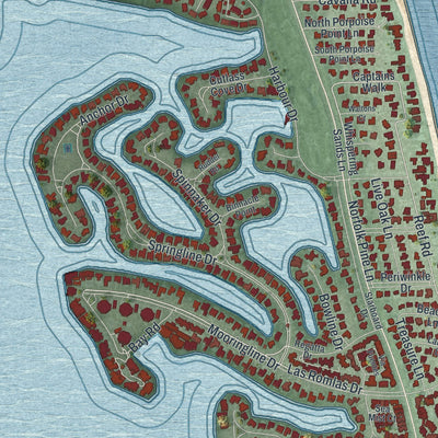 Close-up of the map of South Beach, Florida print showing street and building detail