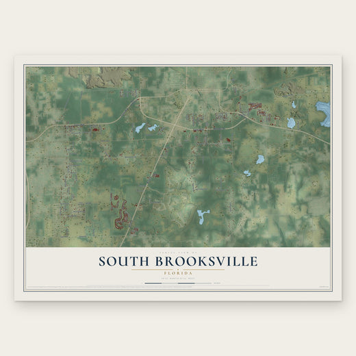 South Brooksville, Florida map print, the full design
