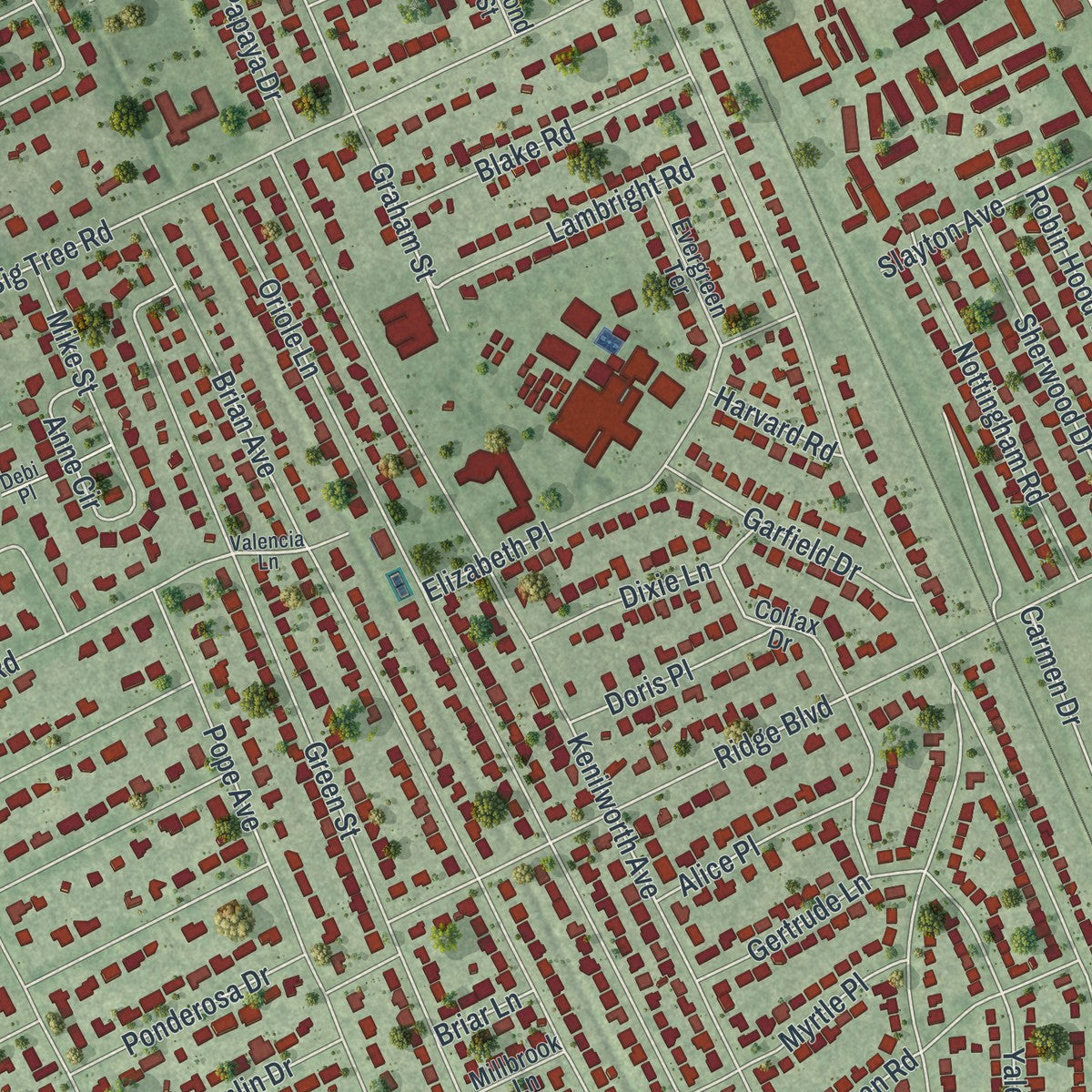 Close-up 1 of the South Daytona, Florida map artwork