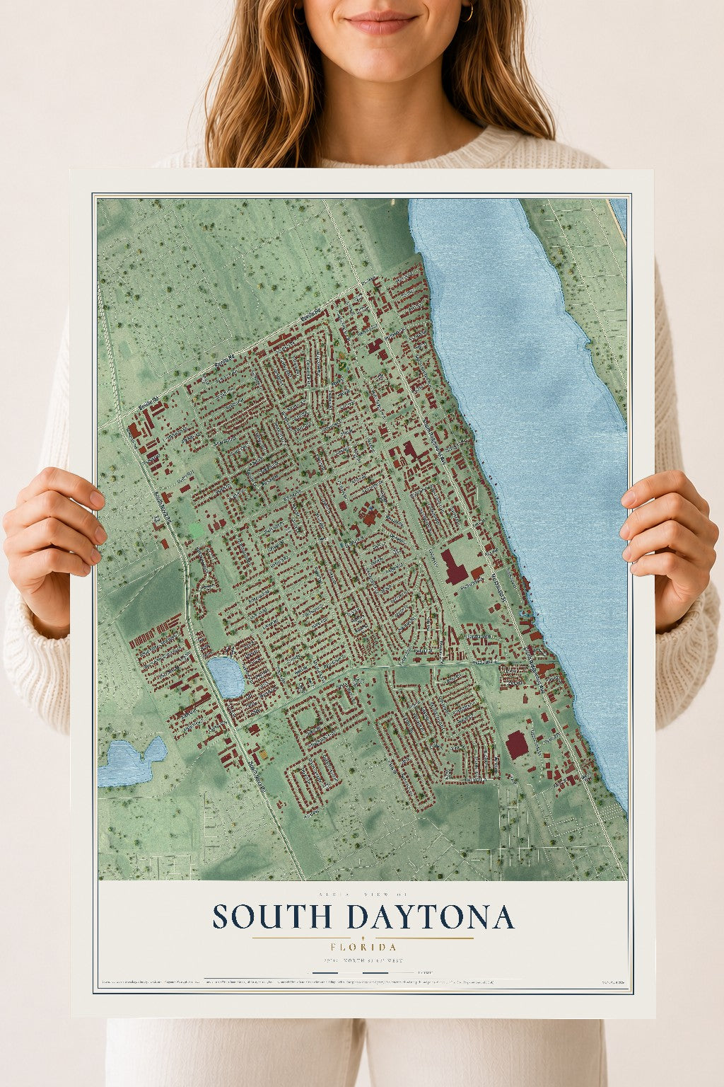South Daytona, Florida map print, 18" x 24" Archival Matte Print mockup
