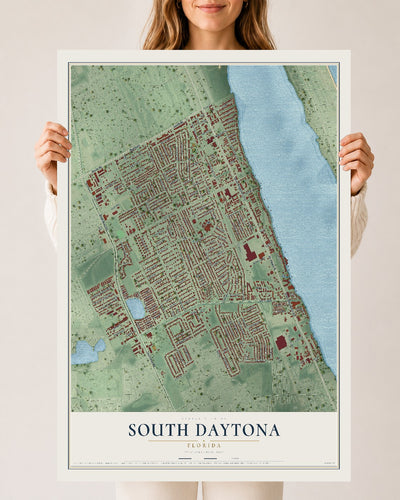 South Daytona, Florida map print, 24" x 36" Archival Matte Print mockup