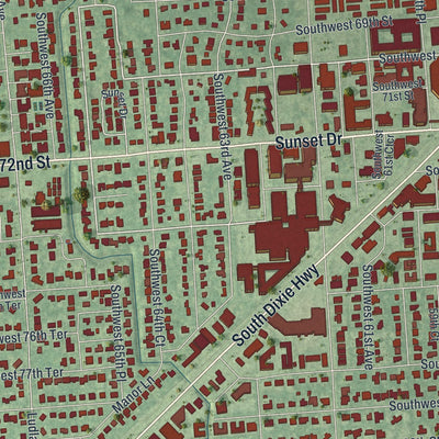 Close-up 1 of the South Miami, Florida map artwork
